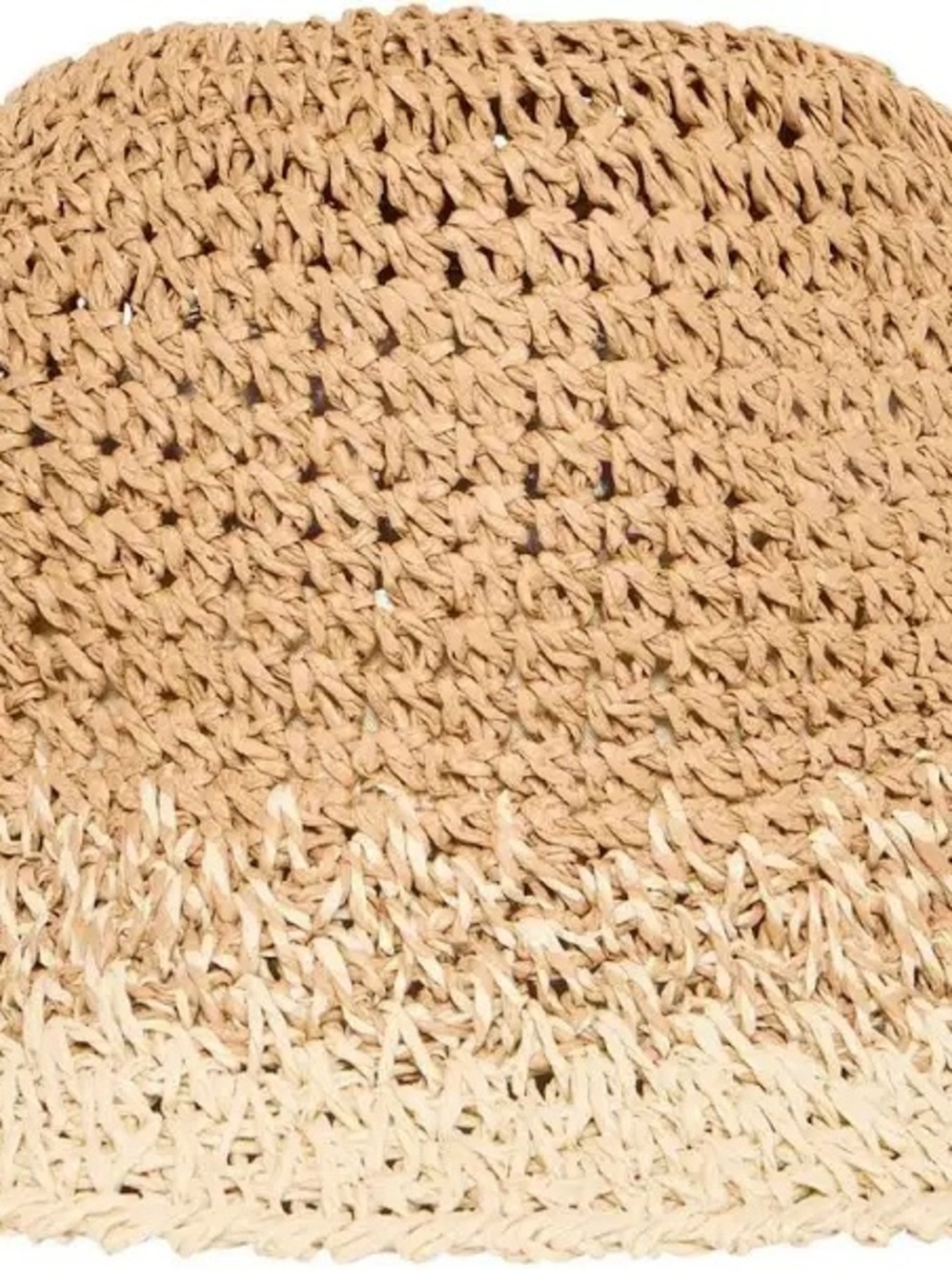 ICHI Two-Tone Crochet Straw Accent Basket Hat — Brown & Cream - Picture 4 of 6